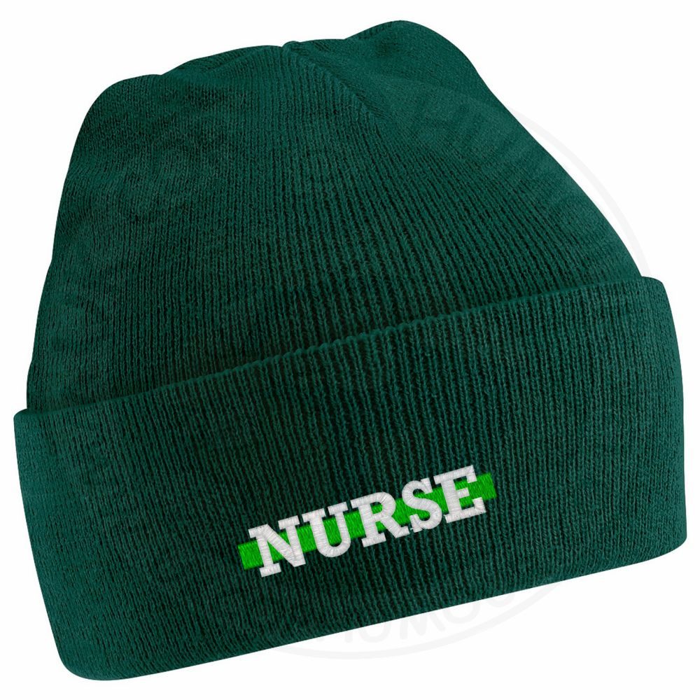 "Nurse" Thin Green Line Beanie - Image 3