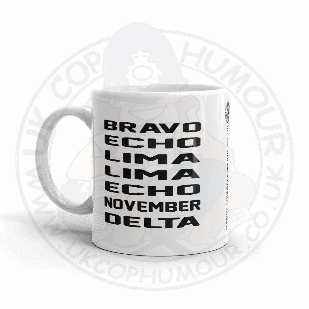 Bravo Echo Lima Lima Echo November Delta Mug