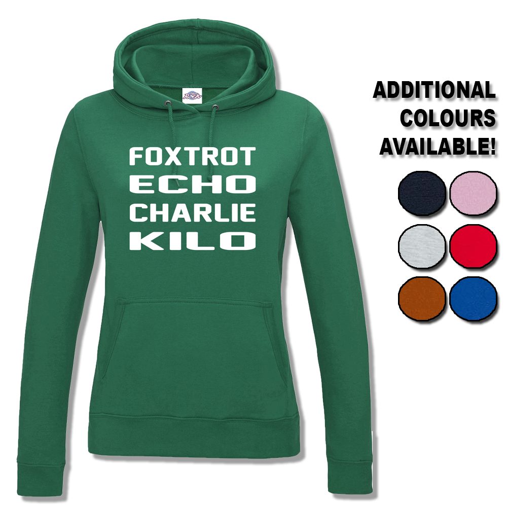 Womens Foxtrot Echo Charlie Kilo Hoodie