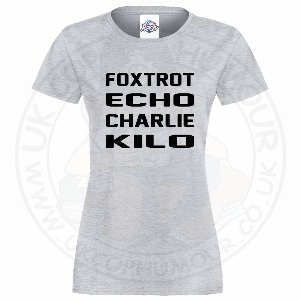 Womens Foxtrot Echo Charlie Kilo T-Shirt - Image 4