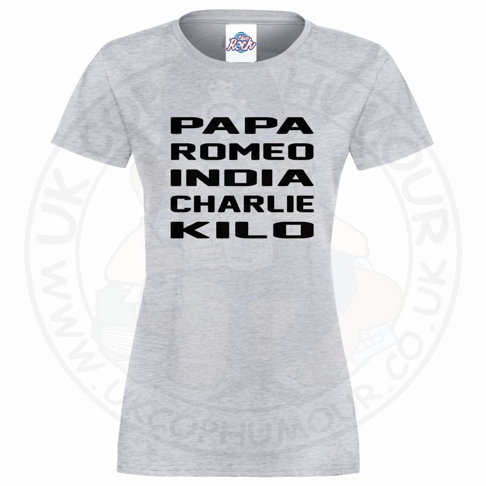 Womens Papa Romeo India Charlie Kilo T-Shirt - Image 3