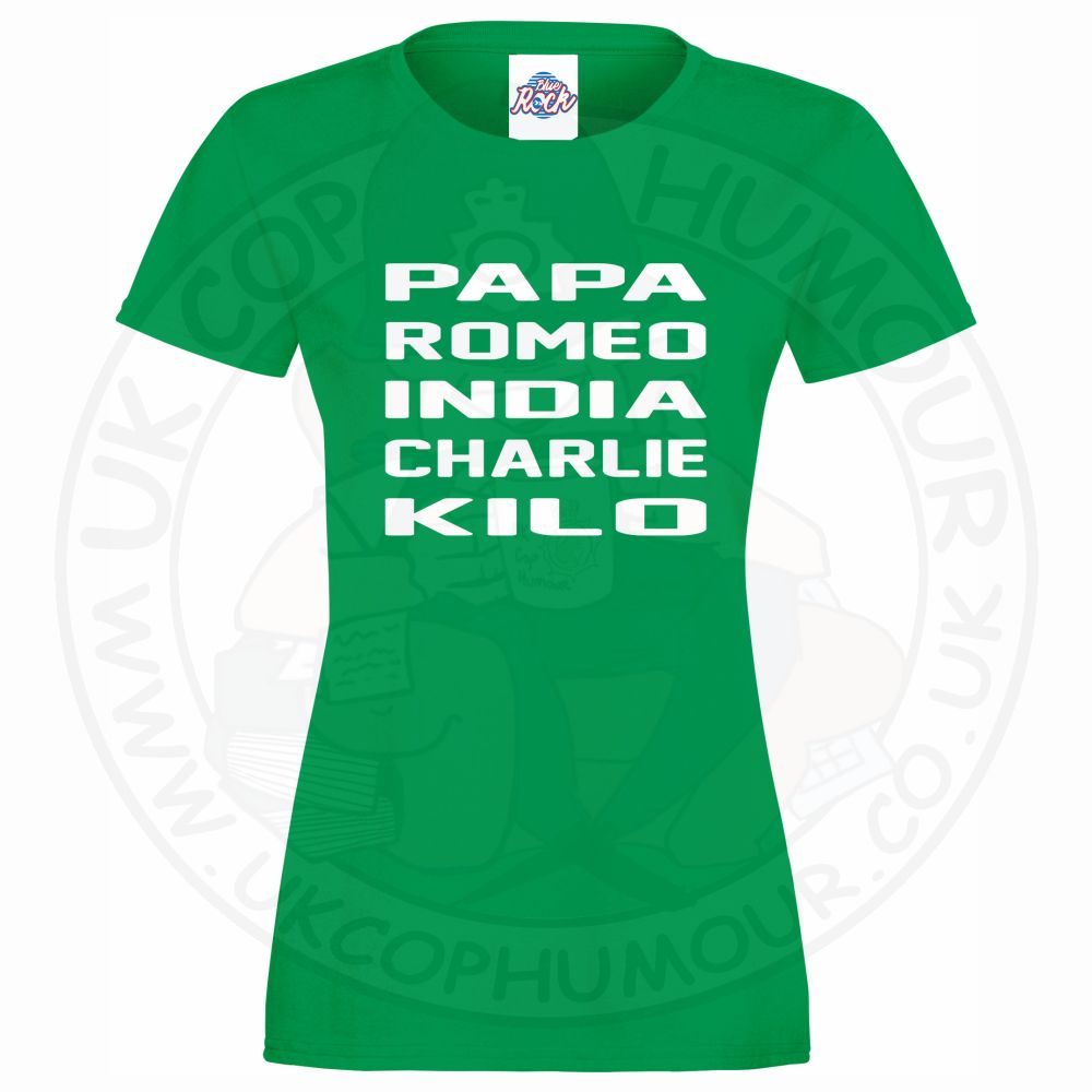 Womens Papa Romeo India Charlie Kilo T-Shirt - Image 2