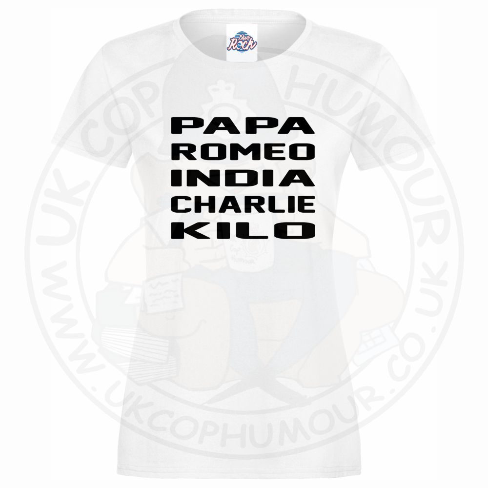 Womens Papa Romeo India Charlie Kilo T-Shirt - Image 9