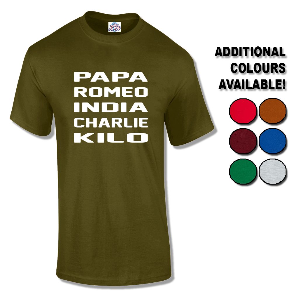 Mens Papa Romeo India Charlie Kilo T-Shirt