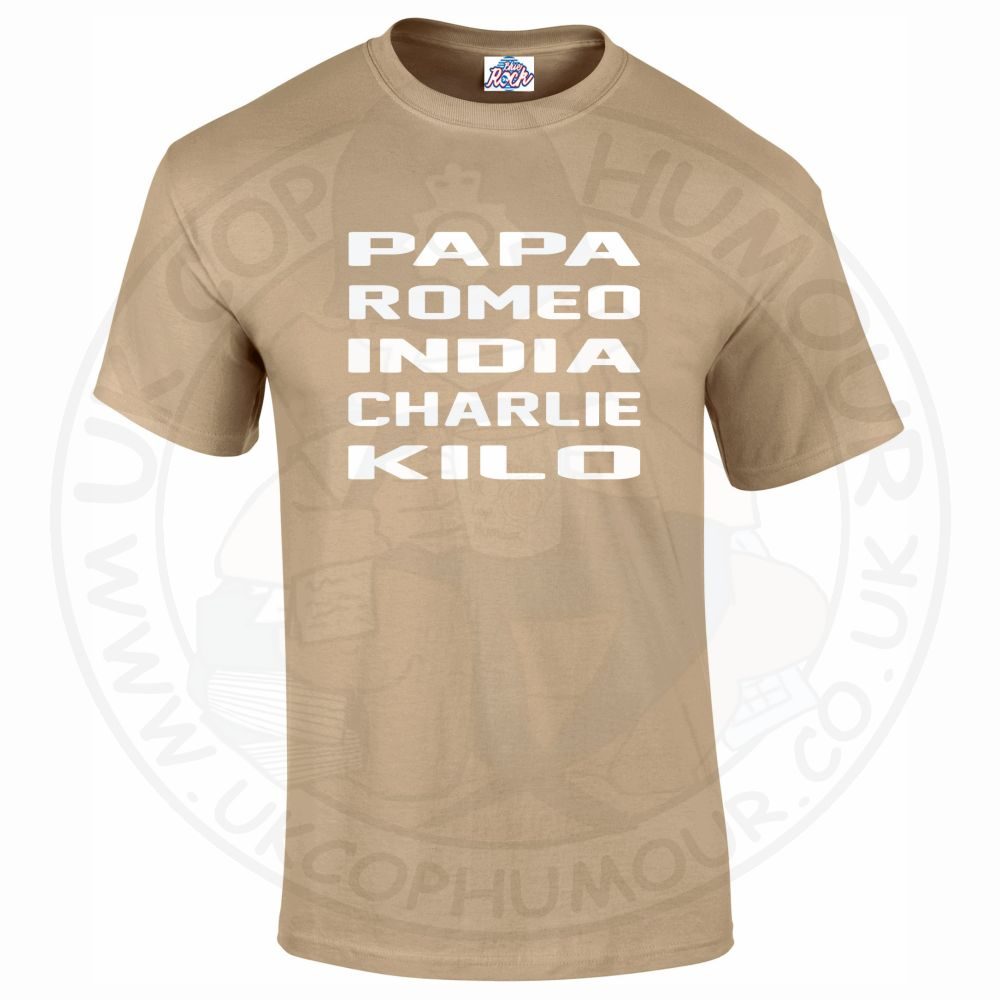 Mens Papa Romeo India Charlie Kilo T-Shirt - Image 6