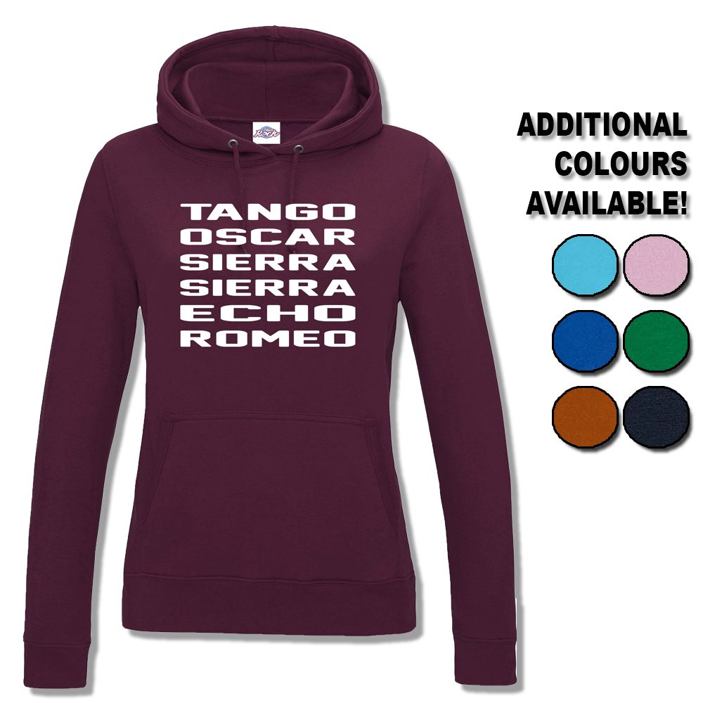 Womens Tango Oscar Sierra Sierra Echo Romeo Hoodie