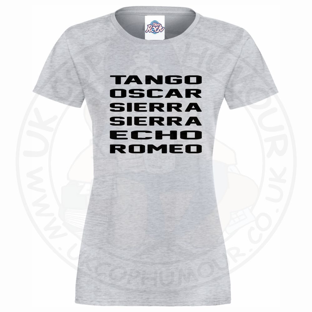 Womens Tango Oscar Sierra Sierra Echo Romeo T-Shirt - Image 4
