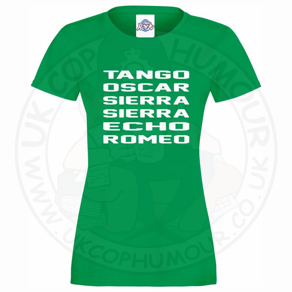 Womens Tango Oscar Sierra Sierra Echo Romeo T-Shirt - Image 3