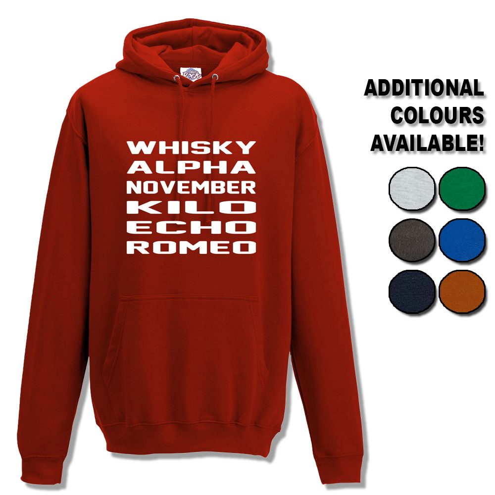 Unisex Whisky Alpha November Kilo Echo Romeo Hoodie