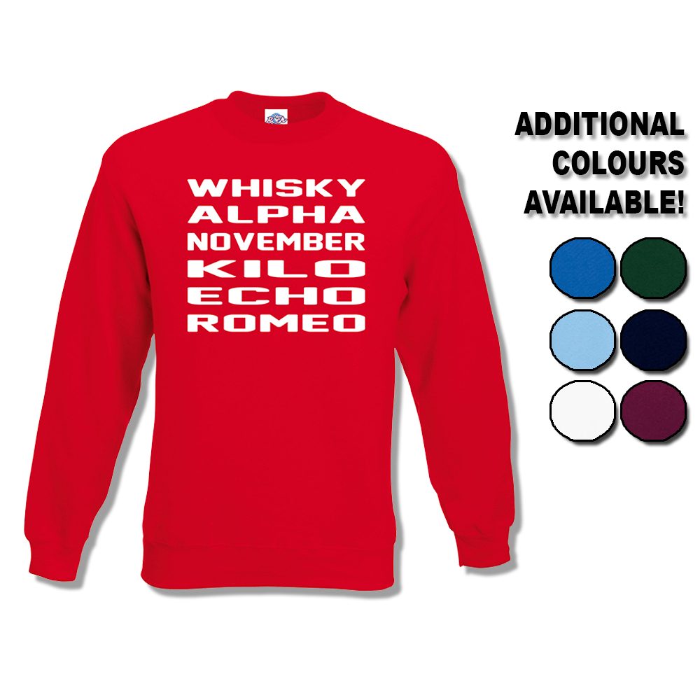 Whisky Alpha November Kilo Echo Romeo Sweatshirt