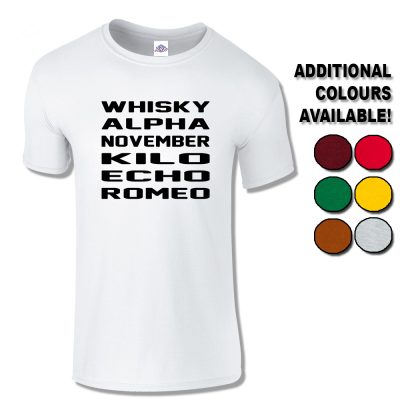 Mens Whisky Alpha November Kilo Echo Romeo T-Shirt