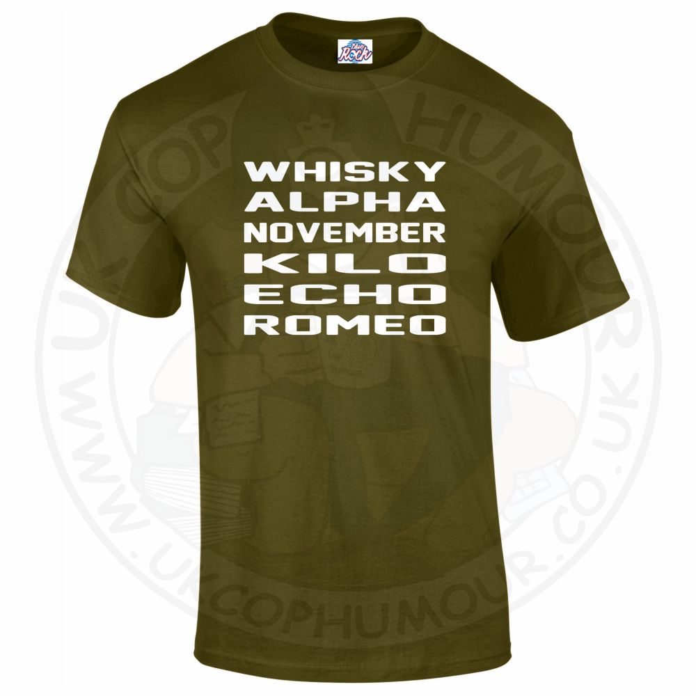 Mens Whisky Alpha November Kilo Echo Romeo T-Shirt - Image 11