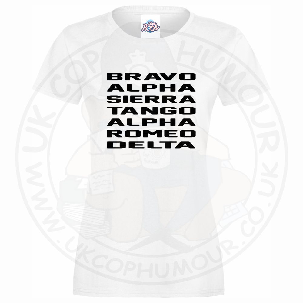 Womens Bravo Alpha Sierra Tango Alpha Romeo Delta T-Shirt - Image 9