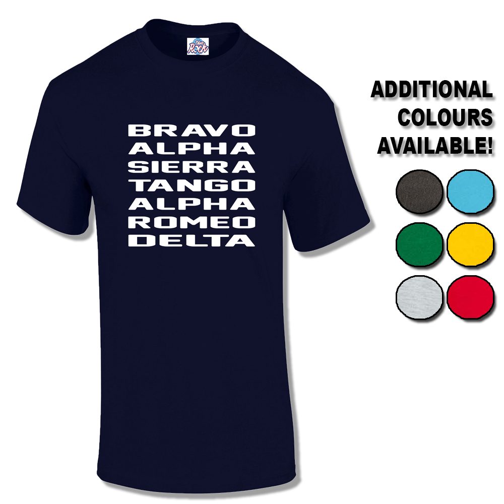Mens Bravo Alpha Sierra Tango Alpha Romeo Delta T-Shirt