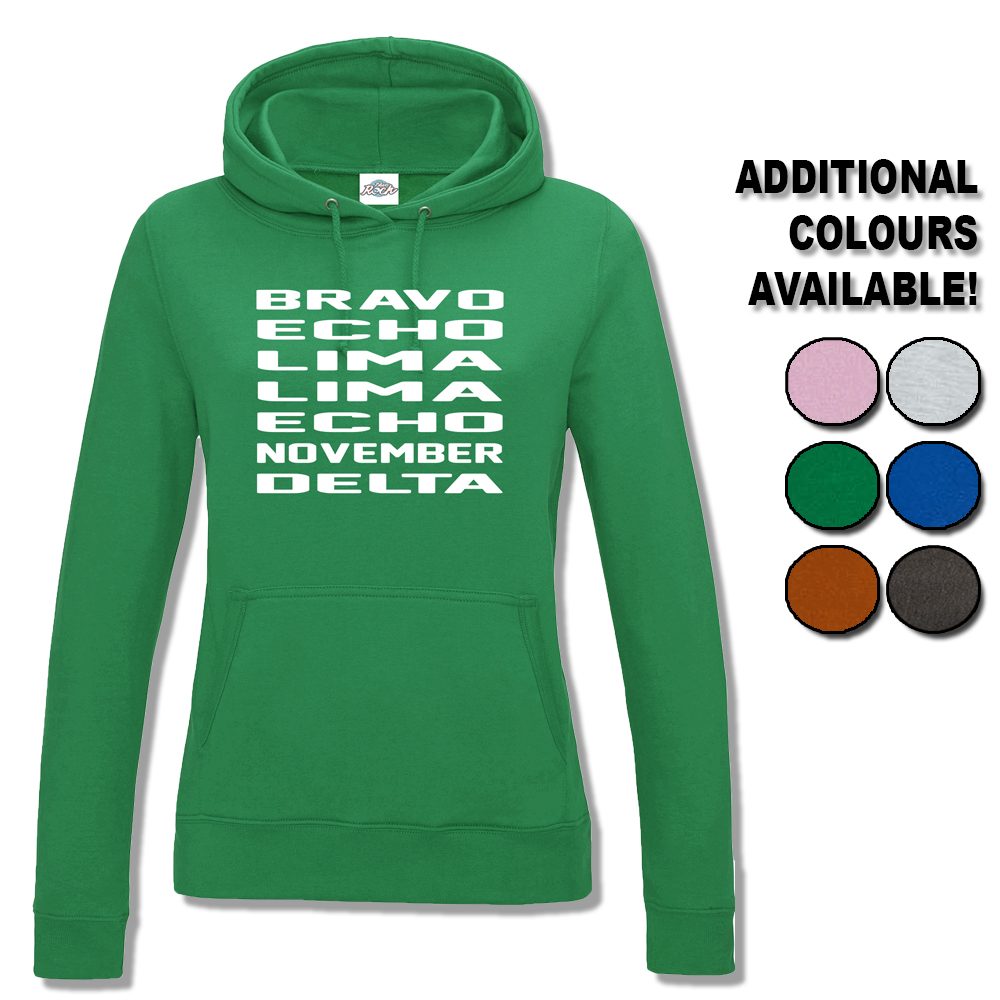 Womens Bravo Echo Lima Lima Echo November Delta Hoodie