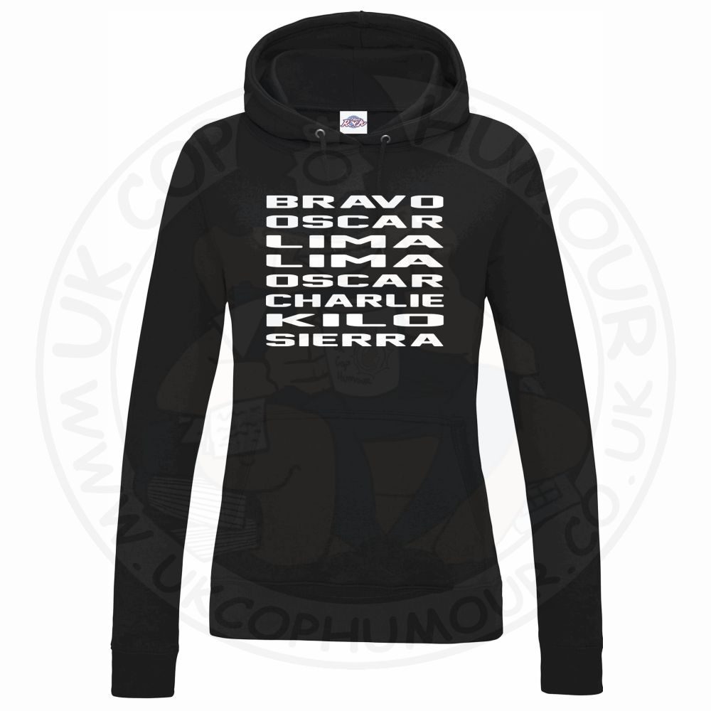 Womens Bravo Oscar Lima Lima Oscar Charlie Kilo Sierra Hoodie - Image 2