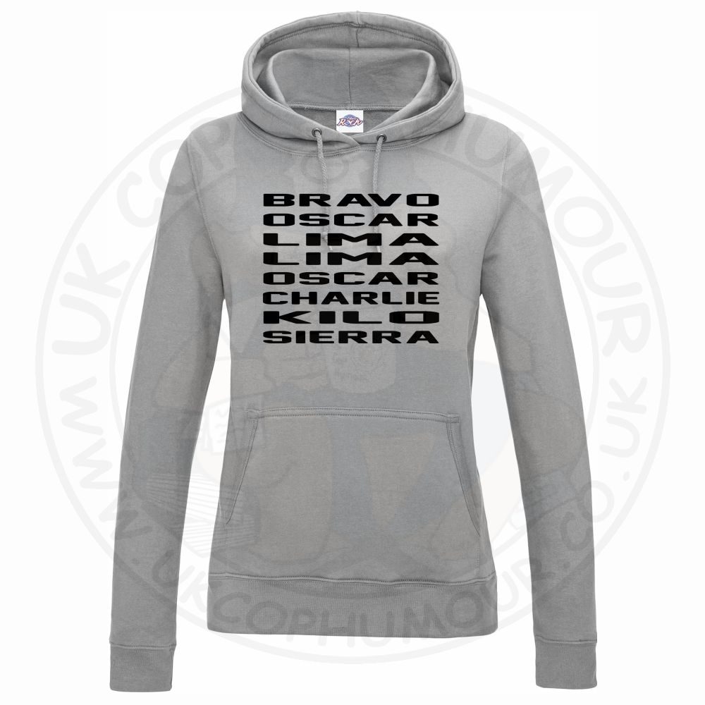 Womens Bravo Oscar Lima Lima Oscar Charlie Kilo Sierra Hoodie - Image 5