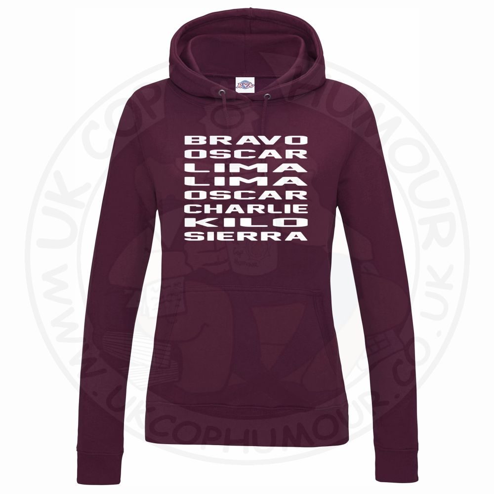 Womens Bravo Oscar Lima Lima Oscar Charlie Kilo Sierra Hoodie - Image 7