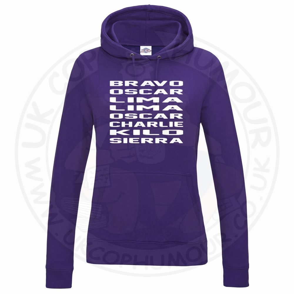 Womens Bravo Oscar Lima Lima Oscar Charlie Kilo Sierra Hoodie - Image 11