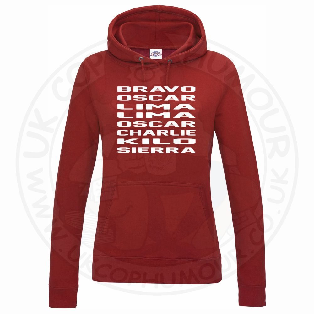 Womens Bravo Oscar Lima Lima Oscar Charlie Kilo Sierra Hoodie - Image 12