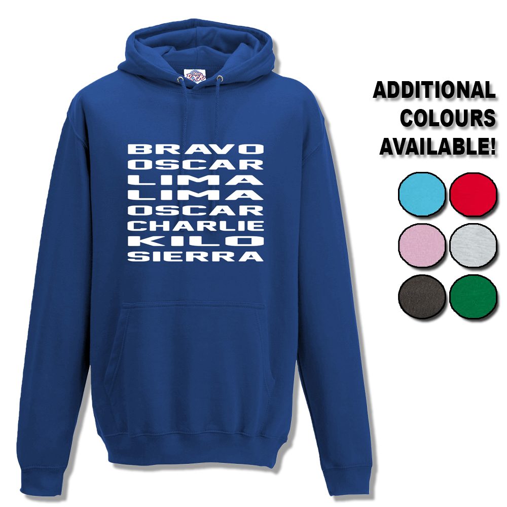 Unisex Bravo Oscar Lima Lima Oscar Charlie Kilo Sierra Hoodie
