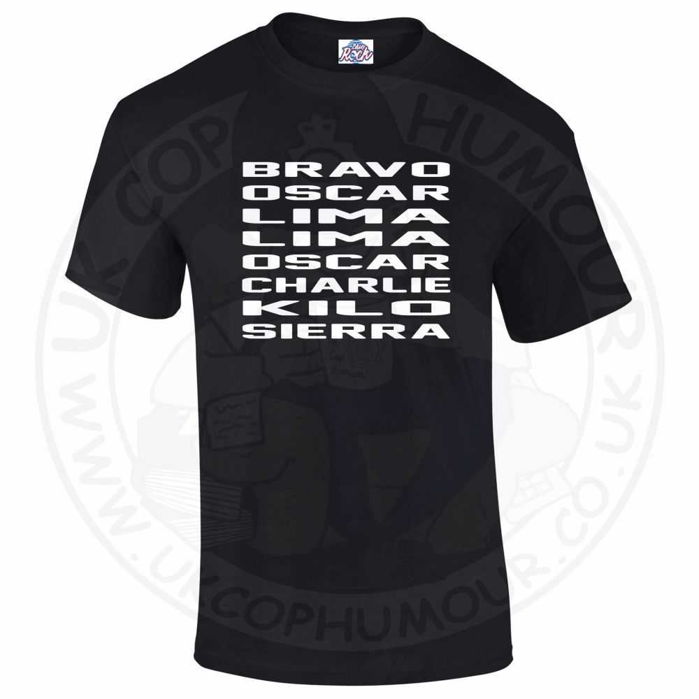 Mens Bravo Oscar Lima Lima Oscar Charlie Kilo Sierra T-Shirt - Image 2