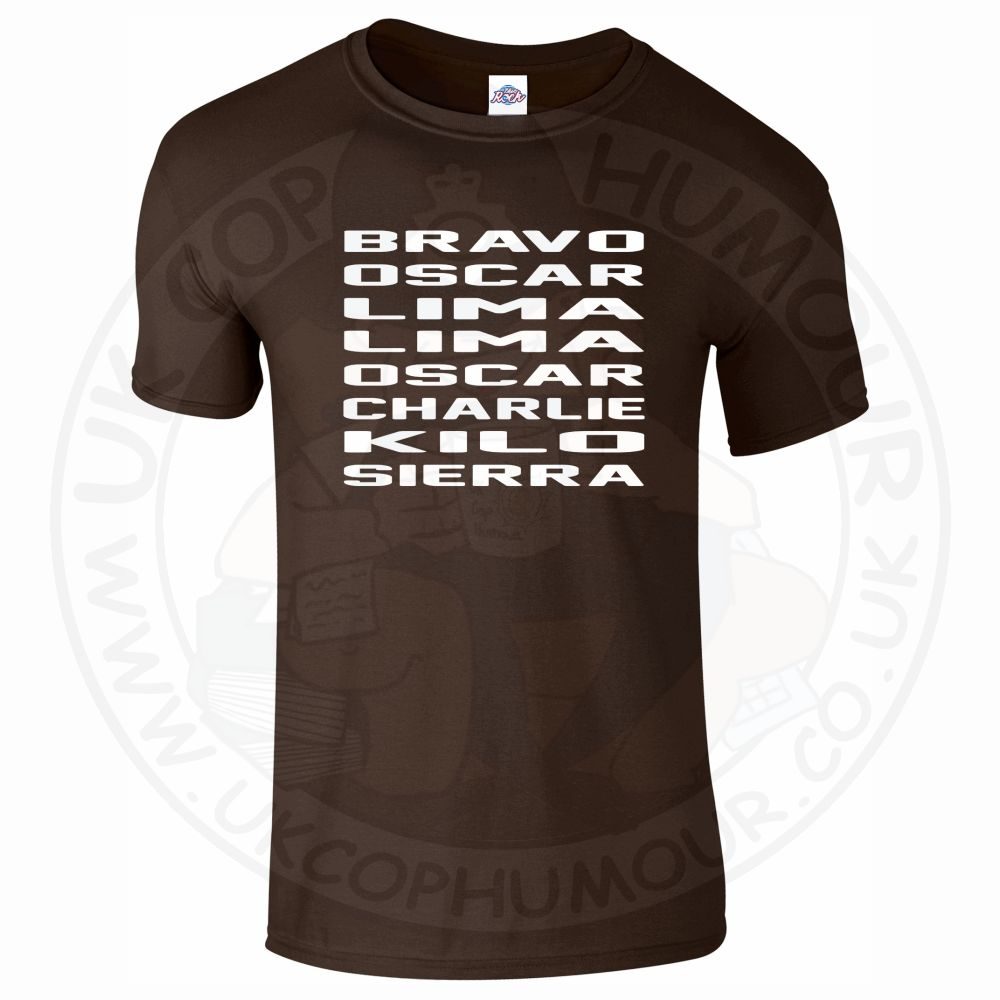 Mens Bravo Oscar Lima Lima Oscar Charlie Kilo Sierra T-Shirt - Image 5