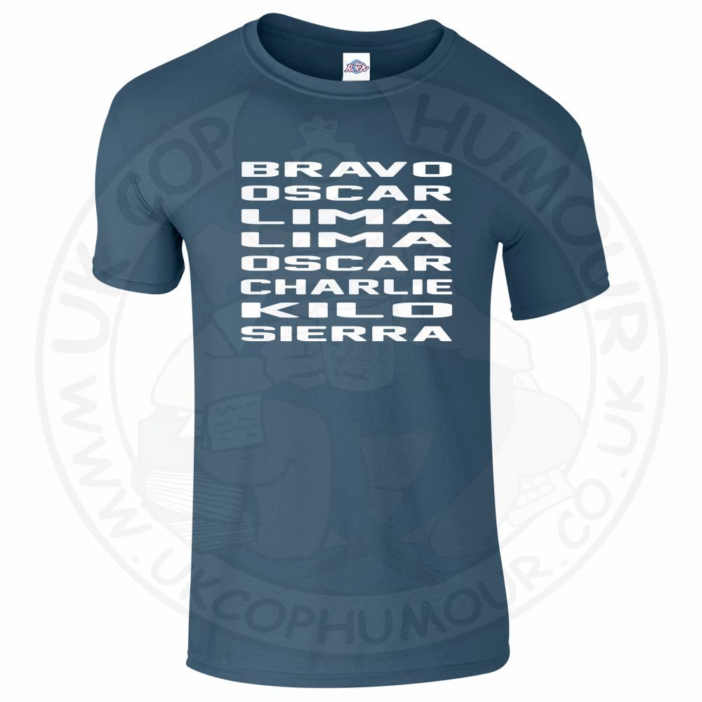 Mens Bravo Oscar Lima Lima Oscar Charlie Kilo Sierra T-Shirt - Image 7