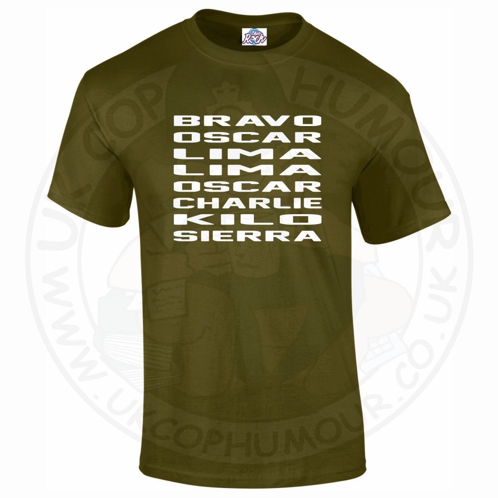 Mens Bravo Oscar Lima Lima Oscar Charlie Kilo Sierra T-Shirt - Image 10