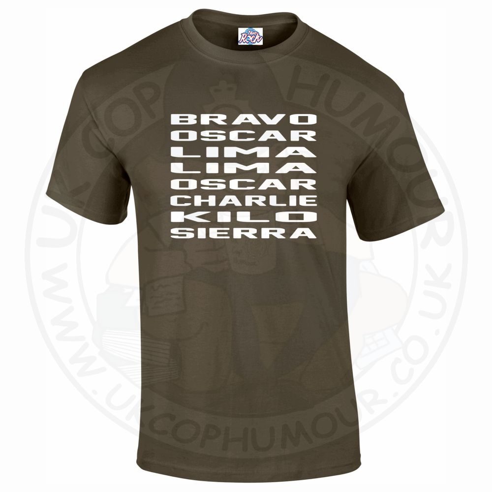 Mens Bravo Oscar Lima Lima Oscar Charlie Kilo Sierra T-Shirt - Image 12