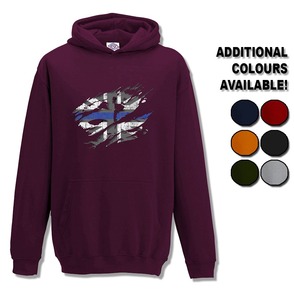 Kids Ripped Thin Blue Line Flag Hoodie