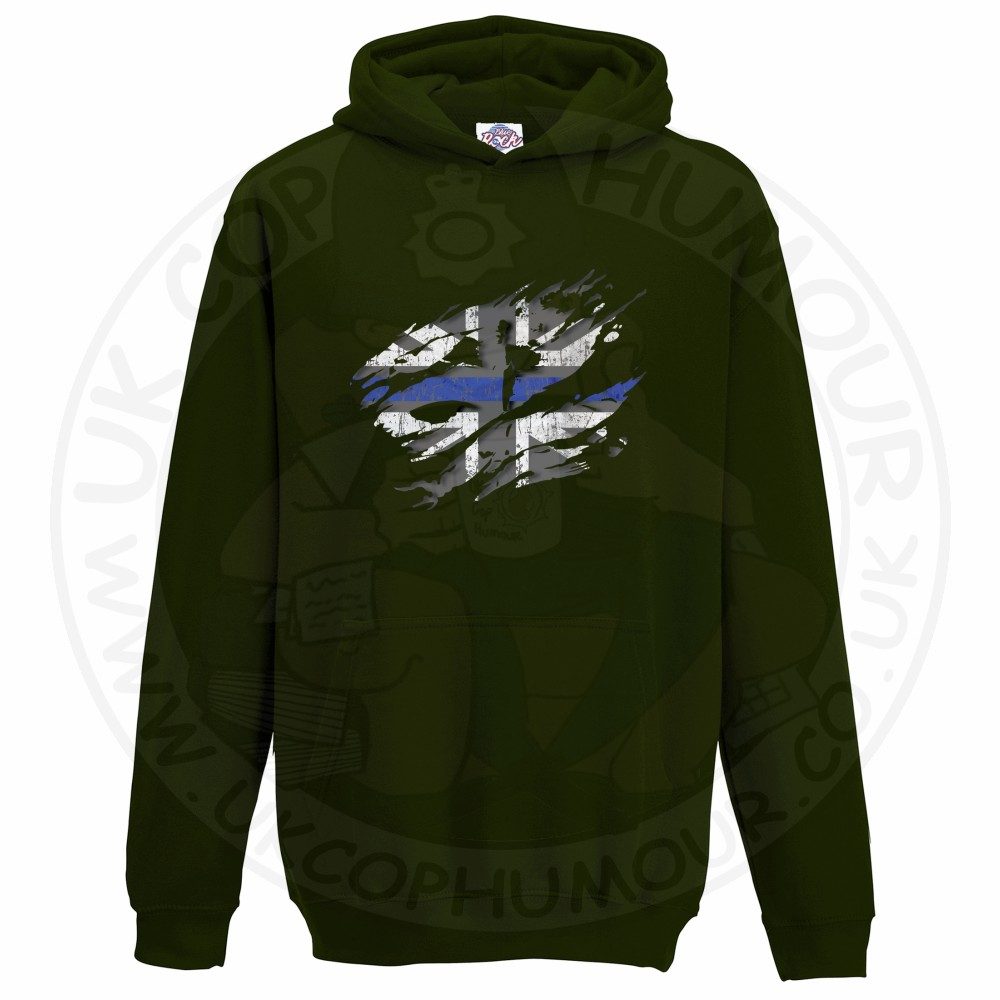 Kids Ripped Thin Blue Line Flag Hoodie - Image 2