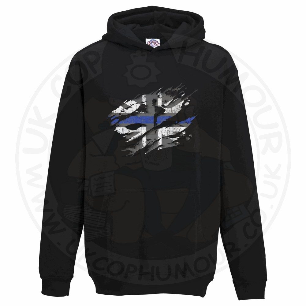 Kids Ripped Thin Blue Line Flag Hoodie - Image 3