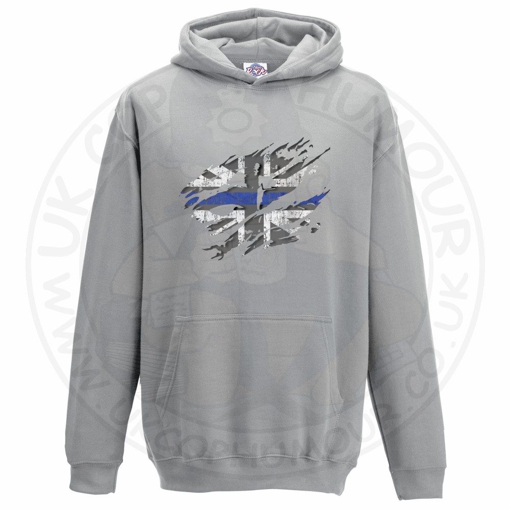 Kids Ripped Thin Blue Line Flag Hoodie - Image 5