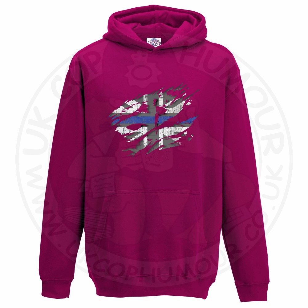 Kids Ripped Thin Blue Line Flag Hoodie - Image 6