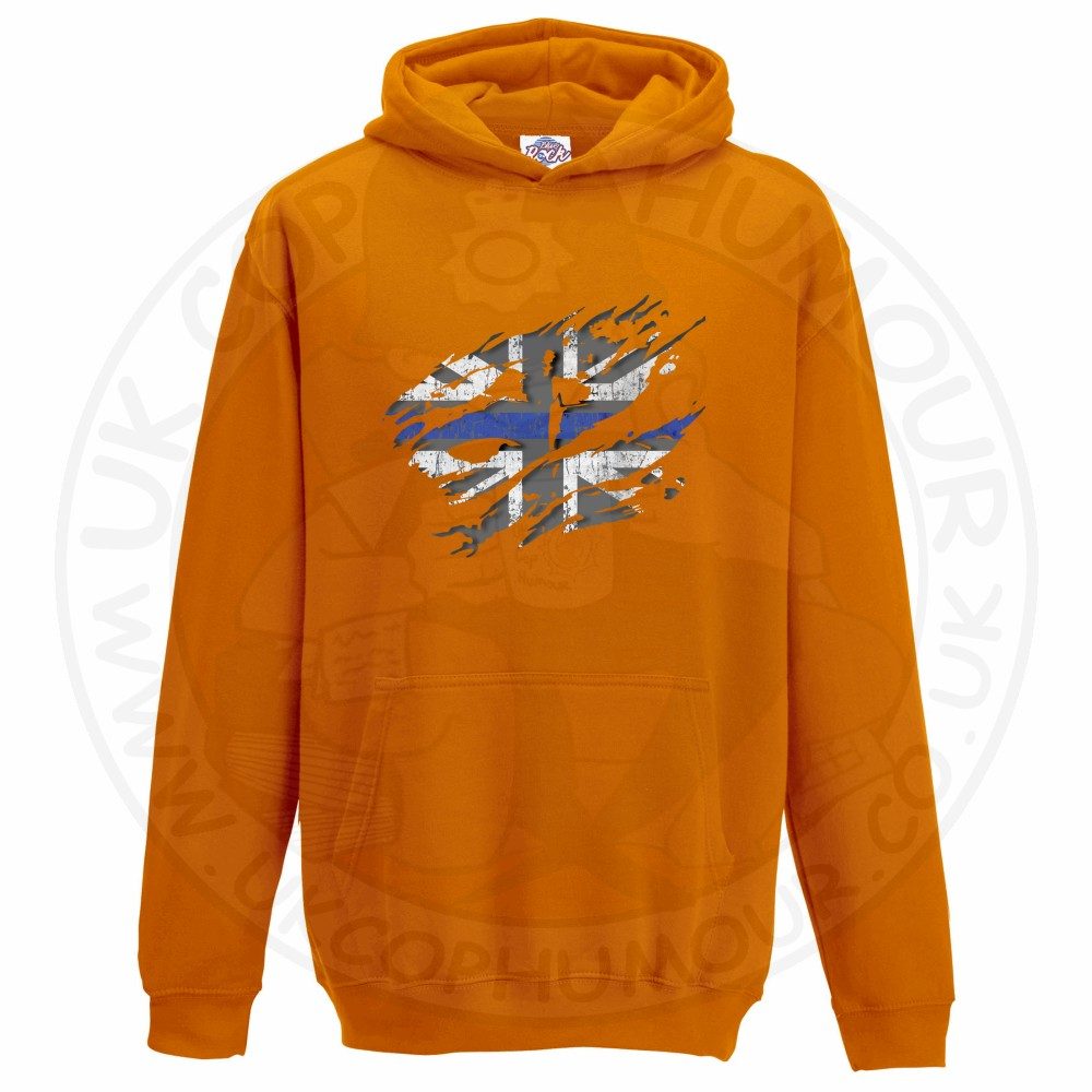 Kids Ripped Thin Blue Line Flag Hoodie - Image 10