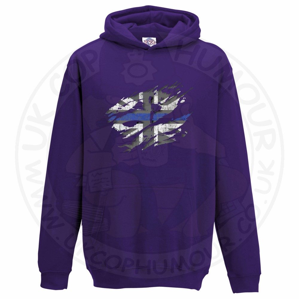 Kids Ripped Thin Blue Line Flag Hoodie - Image 11