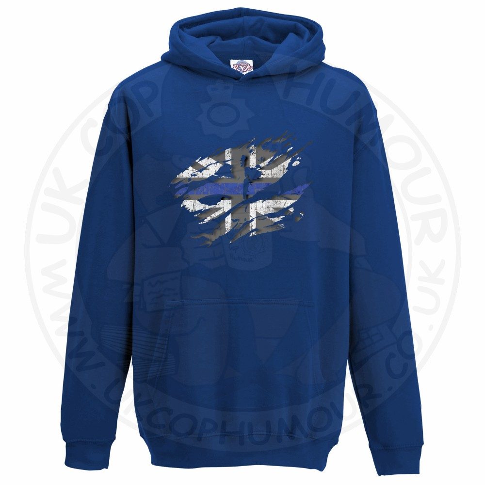 Kids Ripped Thin Blue Line Flag Hoodie - Image 12