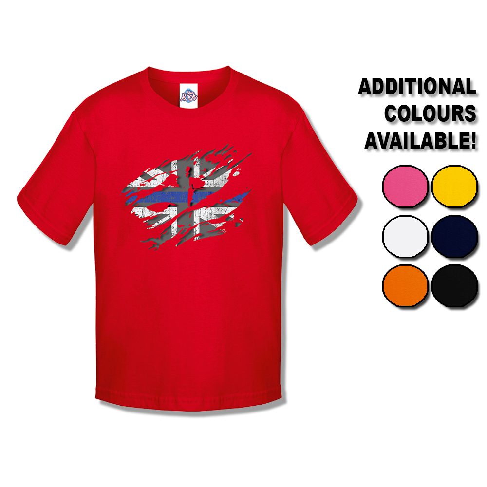 Kids Ripped Thin Blue Line Flag T-Shirt