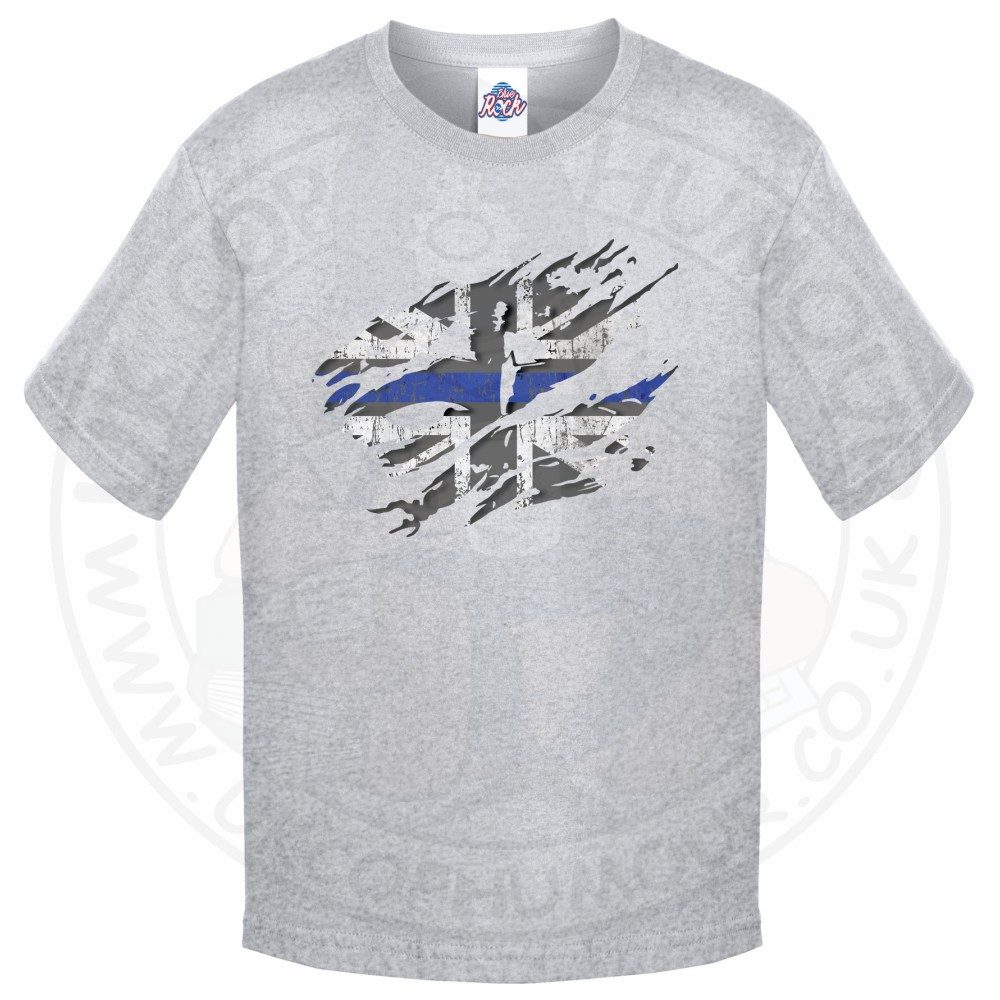 Kids Ripped Thin Blue Line Flag T-Shirt - Image 3
