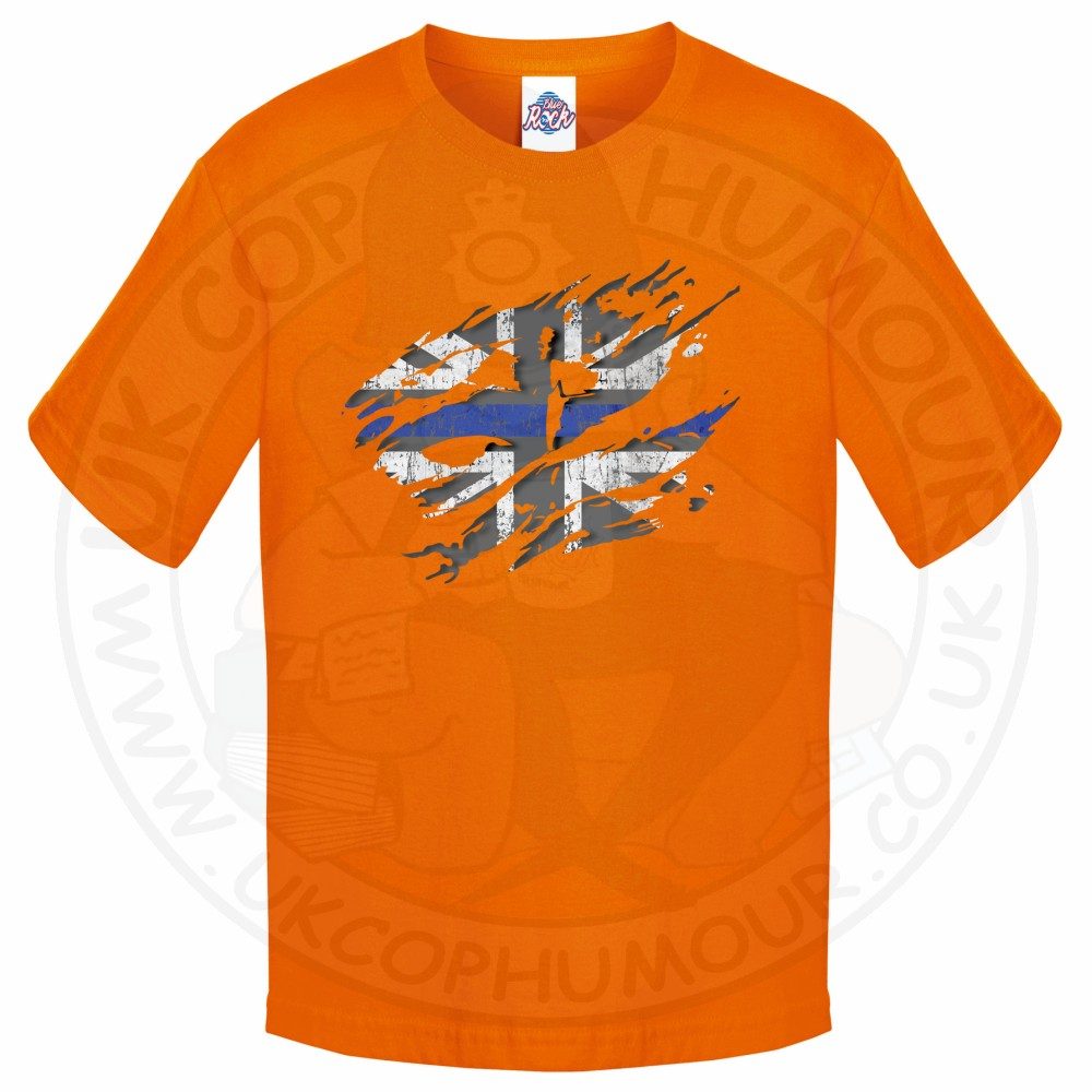 Kids Ripped Thin Blue Line Flag T-Shirt - Image 6
