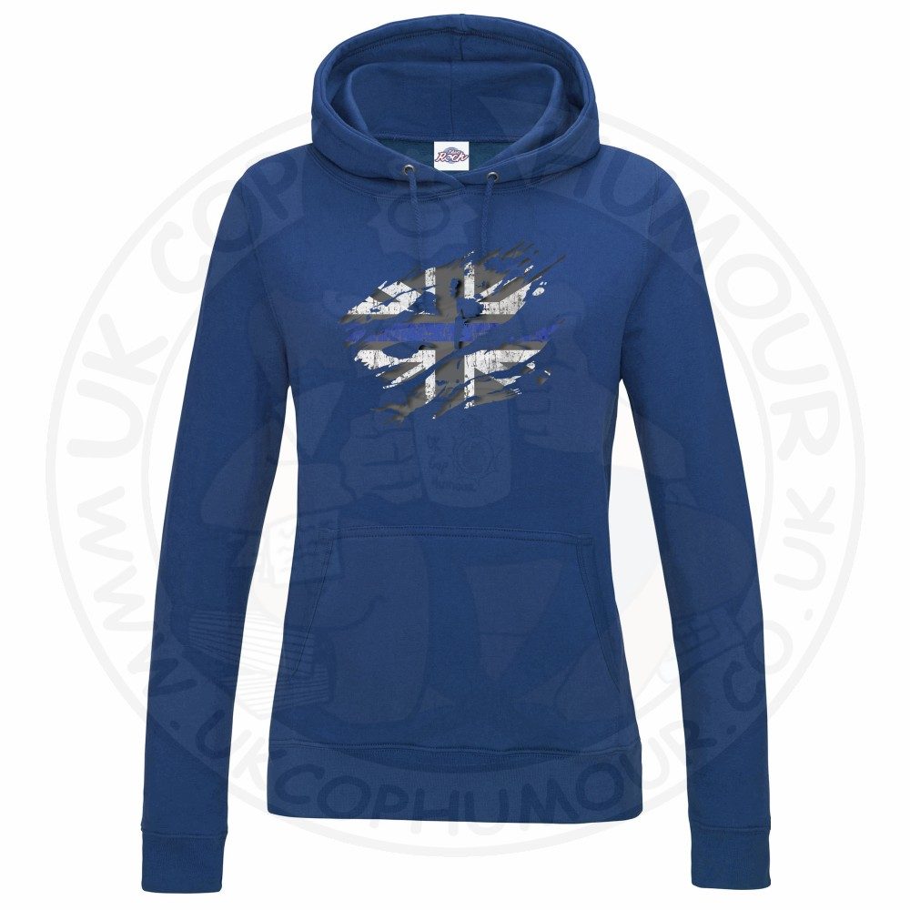 Womens Ripped Thin Blue Line Flag Hoodie - Image 11