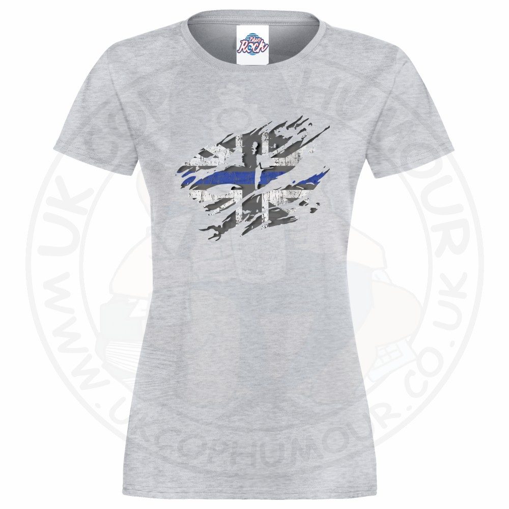 Womens Ripped Thin Blue Line Flag T-Shirt - Image 3