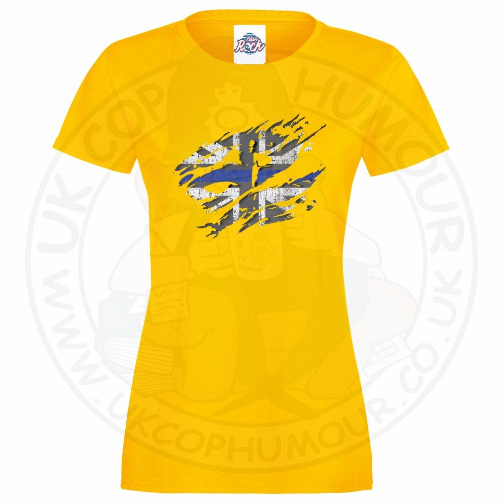 Womens Ripped Thin Blue Line Flag T-Shirt - Image 10