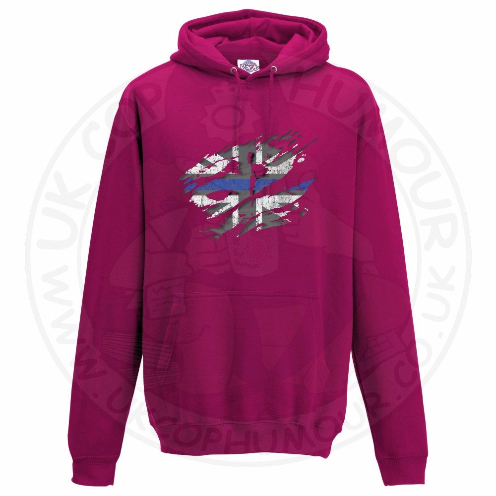 Ripped Thin Blue Line Flag Hoodie - Image 9