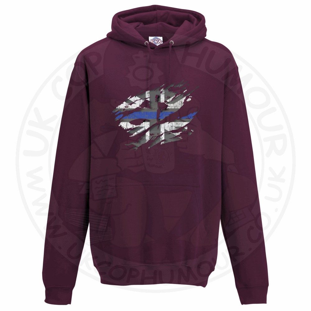 Ripped Thin Blue Line Flag Hoodie - Image 7