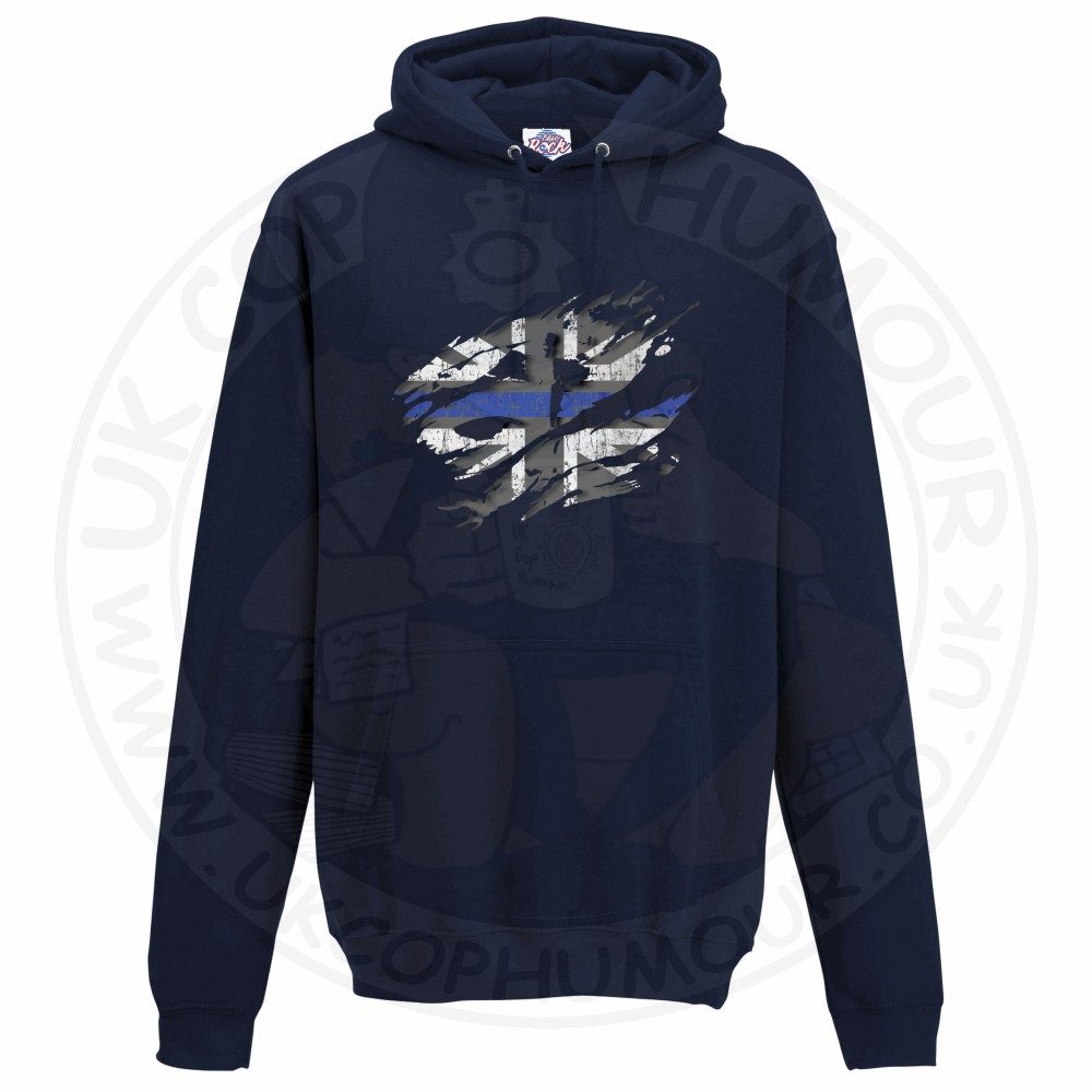 Ripped Thin Blue Line Flag Hoodie - Image 6