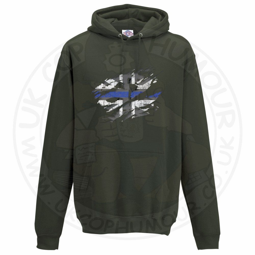 Ripped Thin Blue Line Flag Hoodie - Image 5