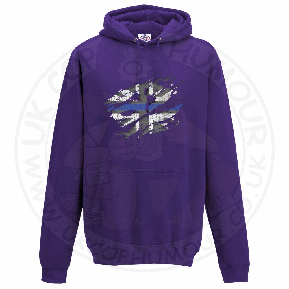 Ripped Thin Blue Line Flag Hoodie - Image 3