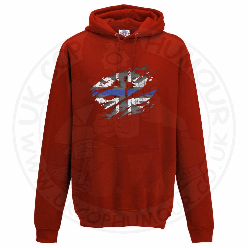 Ripped Thin Blue Line Flag Hoodie - Image 2